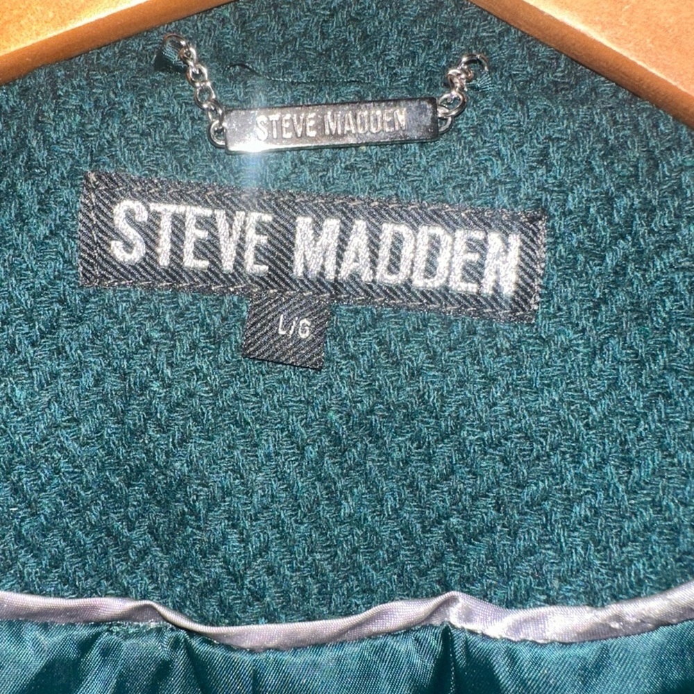 Steve Madden Women’s Belted Coat – Teal Green, Size Large - Picture 2 of 4